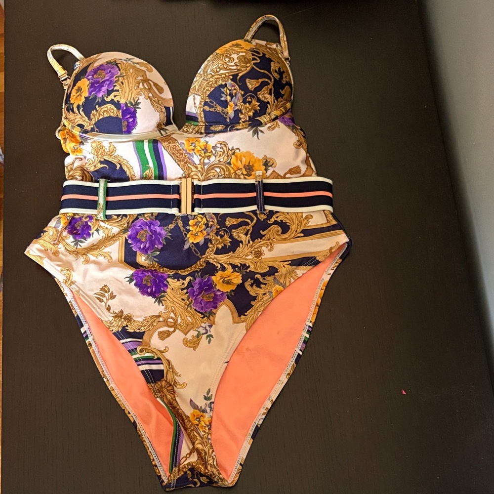 River Island Floral and Gold One Piece Swimsuit